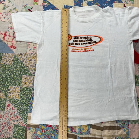 Vintage 90s Still Drinking Smoking Not Exercising Same Shi* Funny Humor T Shirt - Picture 4 of 6